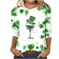 thumbnail image 1 of lcziwo Chandails de la Saint-Patrick pour Femmes Haut à Imprimé Vert Trèfle Irlandais Graphique Manches 3/4 Hauts 2024 Printemps Blouses à Col Rond Tunique Porte-Bonheur T-Shirt Grande Taille,P-5TG TTG, 1 of 3