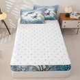 thumbnail image 4 of Erosebridal Ocean Animals Zipper Full Size Comforter Sets with Fitted Sheet and 2 Pillowcases,Watercolor Whale Coral Zipper Bedding Set For Boys,Reversible,4pcs, 4 of 7