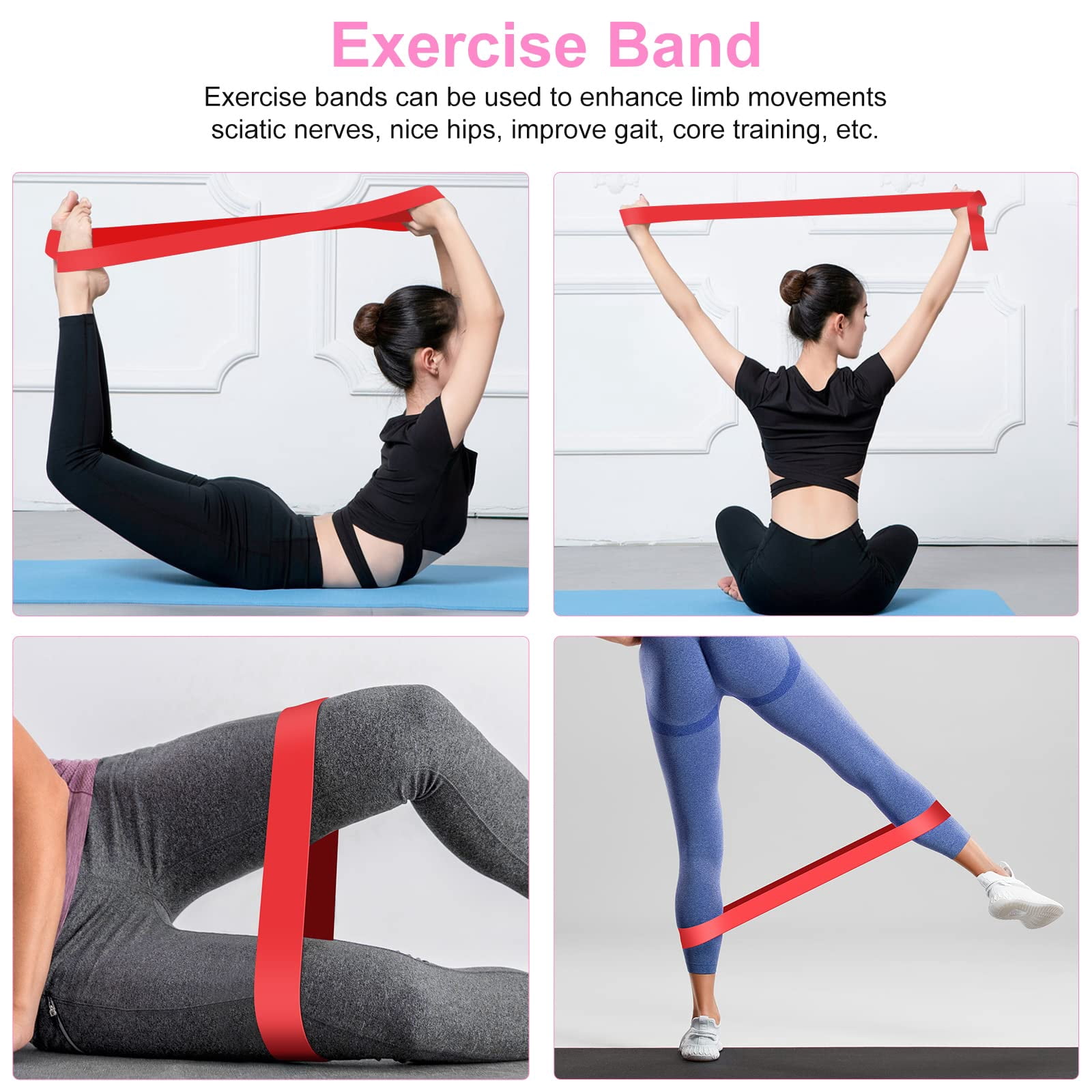 5 In 1 Foam Roller Set Includes Hollow Core Massage  Yoga Stick Ball Fitness Stretching Strap Carrying Bag Towel (pink)