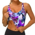 thumbnail image 4 of Haiem Flying Butterflies Pattern Womens Sports Bra - U Neck Padded Low Impact Yoga Bra Workout Crop Top Gym Moisture-Wicking Workout Vest -, 4 of 9