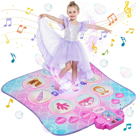 Gleamkid Dance Mat Toy for Kids, Electronic Dance Pad with LED Lights, Dance Mixer Rhythm Step Play Mat with 3 Game Modes , Musical Dance Game Toy Gift for 3 4 5 6 7 8 9 10 Years Old Boys Girls, Pink