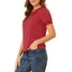 thumbnail image 4 of INSPIRAR CHIC Blusas de Manga Corta con Cuello Peter Pan en Contraste y Lunares 3XL Rojo, 4 of 7