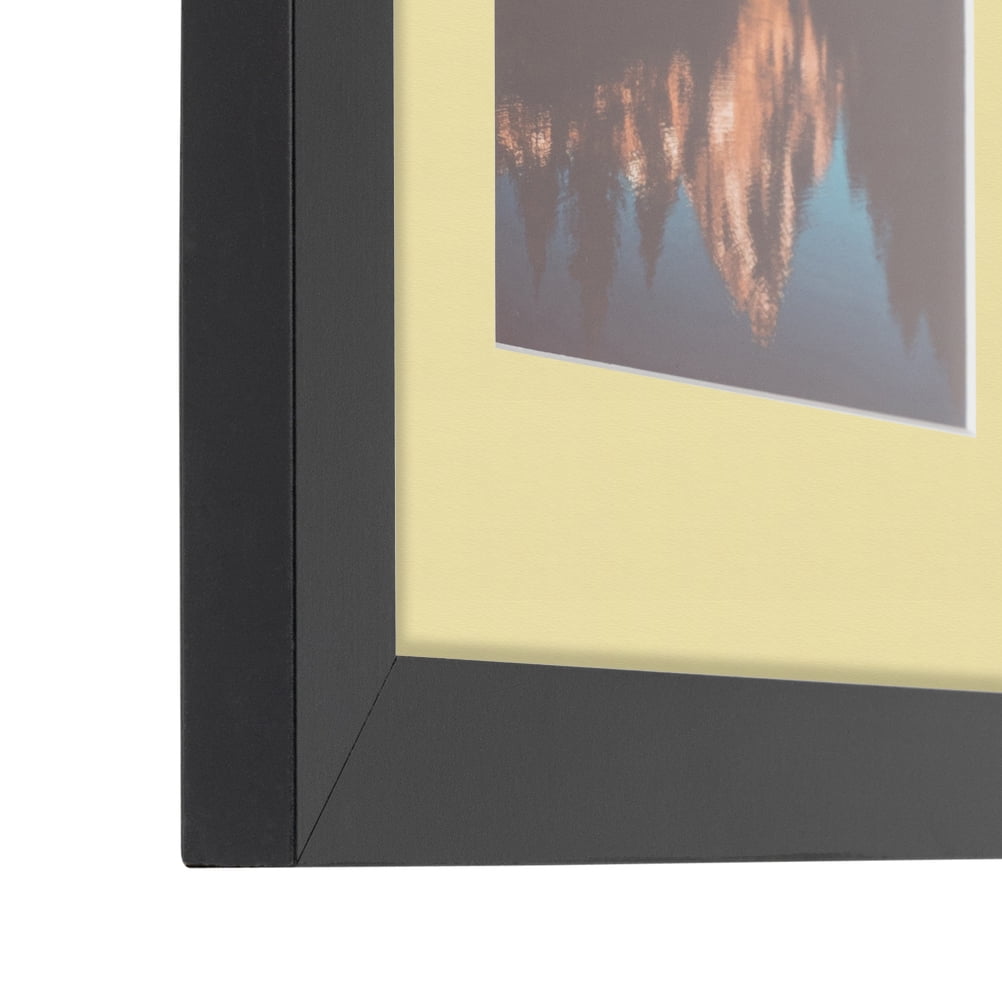 ArtToFrames 16x22 Matted Picture Frame with 12x18 Single Mat Photo Opening Framed in 1.25 Satin Black and 2 Buttercup Mat (FWM-3926-16x22)