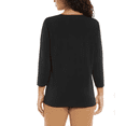 thumbnail image 2 of Banana Republic Women's 3/4 Sleeve V Neck Top Notch Satin Trim Blouse Black L, 2 of 4