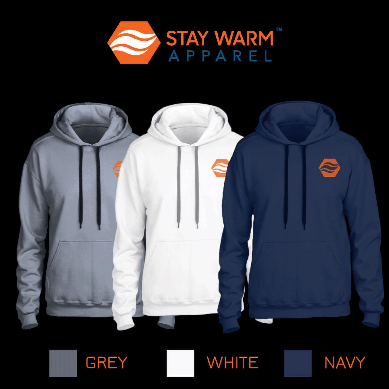 Stay Warm Apparel Heated Hoodie With Rechargeable Battery - Gray - L/XL