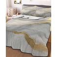 thumbnail image 3 of Quilts Full Size, Marble Grey Soft Comforter Bedding Set for Bed, Modern Gold Luxury Neutral Texture Lightweight Quilted Bedspread with Pillow Cover(2 Pieces) for All Season, 78x90 Inch, 3 of 6