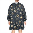 thumbnail image 2 of Wearable Oversized Blanket,Dark Blue Sun Moon Star Pattern Wearable Blanket Hoodie for Adults,Cozy Hooded Blankets with Super Pockets,Super Warm Fuzzy Pullover for Women & Men, 2 of 6