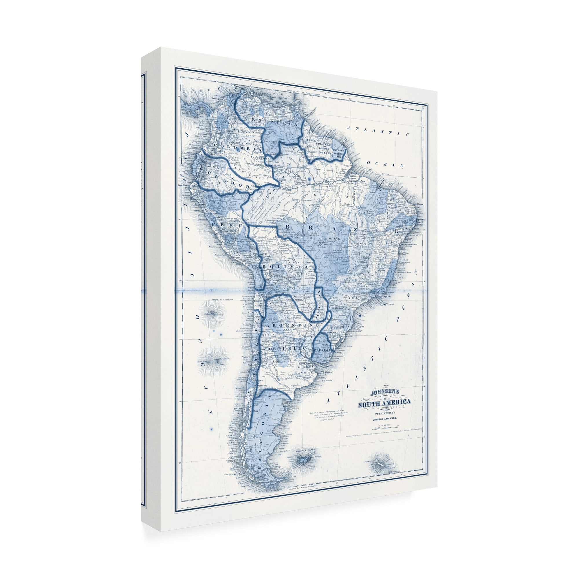 Trademark Fine Art 'South America in Shades of Blue' Canvas Art by Vision Studio