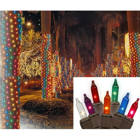 2' x 8' Multi Twinkle Christmas Net Style Tree Trunk Wrap Lights - Brown Wire
