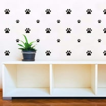 JUMRHFAN 60 PCS Dog Paws Wall Decal Vinyl Stickers, Removable Animal Footprint Wall Decoration, Available in 3 Sizes DIY Sticker Mural Sets for Bedroom Living Room Office Playroom Classroom
