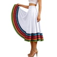 thumbnail image 4 of Umfun Women's Colorful Striped Maxi Skirt Elastic High Waist A-Line Flowy Skirt Summer Vacation Skirt, 4 of 8