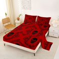 thumbnail image 2 of Homewish Vintage Death Skull Bed Sheets,Bohemian Damask Full Size Sheets,Red,Halloween Bed Set,4-Piece,1 Flat Sheet, 1 Fitted Sheet and 2 Pillowcases, 2 of 6