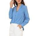 thumbnail image 4 of Allegra K Women's 1950s Vintage Long Sleeve Printed Button Down Tops, 4 of 6