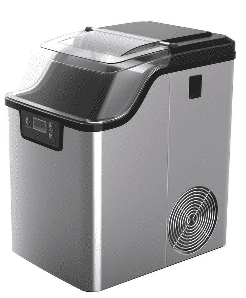 Ice Maker,Stainless Steel Countertop Ice Machine with 44Lbs/24H Output,Crunchy Ice Maker Machine,Self-Cleaning Portable Ice Maker with Freestanding Ice Scoop for Home,Office,Bar