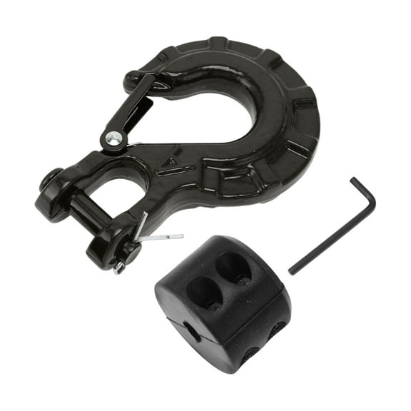 Unique Bargains 3/8" Winch Hook Winch Stopper Tow Hook UTV Winch Trailer Safety Chain Hooks Winch Cable Stopper 1 Pcs Black Round Stopper 1 Pcs Small Wrench