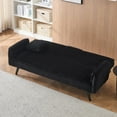 thumbnail image 6 of Futon Sofa Bed Corduroy Convertible Sofa Bed Upholstered Folding Sofa Bed with Pillows,2 Cup Holders,Black, 6 of 7
