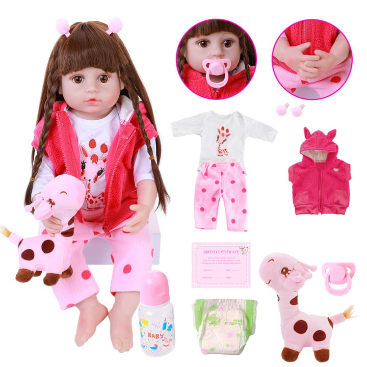 22" Real Life Dolls Girls Lifelike Reborn Toddler Dolls Silicone Bebes Gifts Toy 