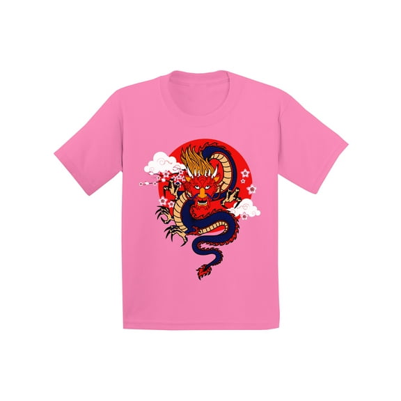 Girls Graphic Tees - Cool Dragon T-Shirt for Youth