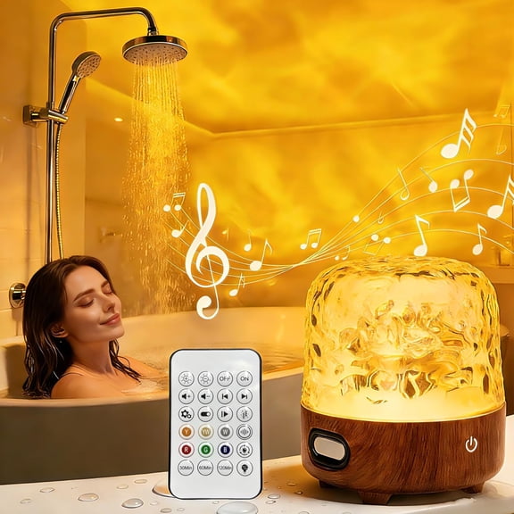 Liwantech Spa-Like Shower Light with Bluetooth Speaker, Waterproof Shower Lamp, 16 Colors Ocean Wave Projector Light with Remote & Touch Control