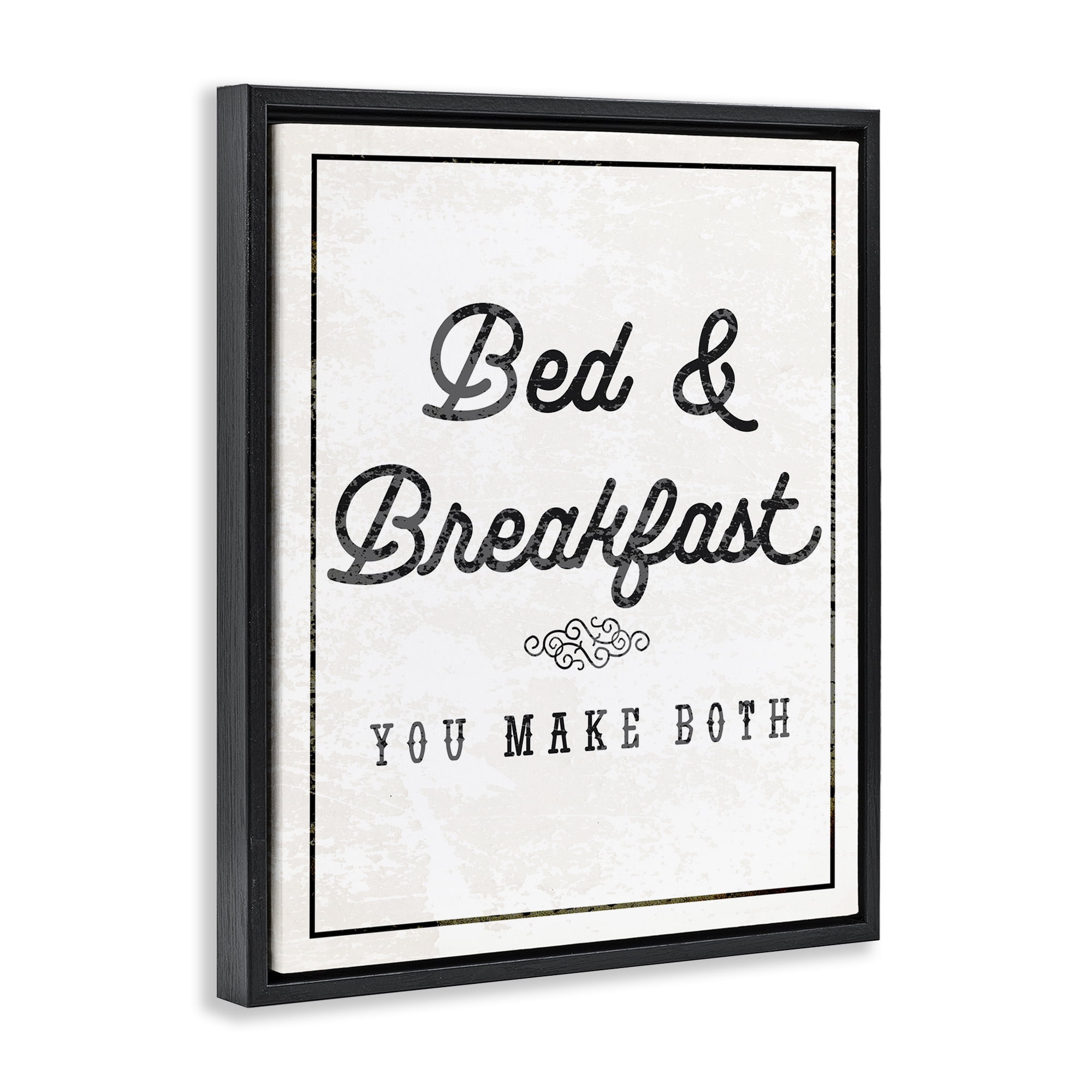 Stupell Industries Bed & Breakfast Humor Text & Numbers Painting Black Floater Framed Canvas Art Print Wall Art, 25 x 31