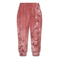 thumbnail image 4 of Mujeres Capri Pantalones Casual Suelto Largo Pantalones de Impresión con Corbata Elástica Cintura Y Bolsillos, 4 of 6