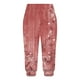 thumbnail image 4 of Mujeres Capri Pantalones Casual Suelto Largo Pantalones de Impresión con Corbata Elástica Cintura Y Bolsillos, 4 of 6