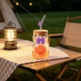thumbnail image 5 of Clear Glass Tumbler with Bamboo Lid & Straw, 450ml/15oz Cute Bow Decor Drinking Cup, Reusable Glass Water Bottle for Beverages, Coffee & Juices, 5 of 6