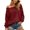 Red, variant on Womens Off Shoulder Sweatshirt Solid Wide Neck Long Sleeve Slouchy Silhouette Pullover Ribbed Cuffs Relaxed Fit Casual Top