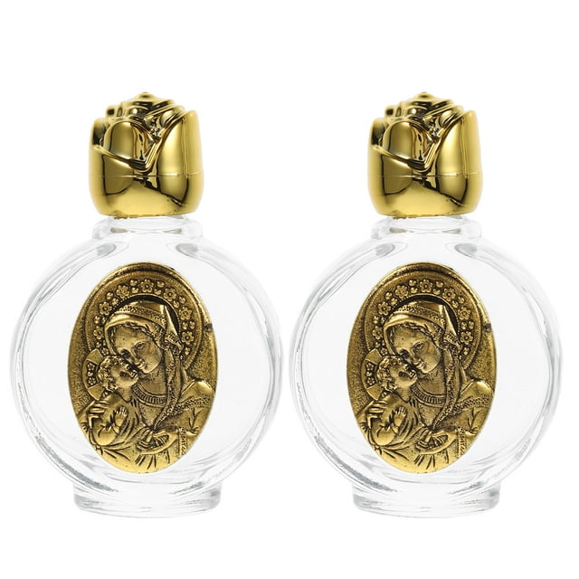 MasteelfCA 2pcs Holy Water Bottle Decorative Bottles Festival Glass Baptism Decorations Random Pattern