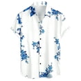 thumbnail image 1 of Camisas Vaqueras Para Hombre XXL Casual Hombres Solapa Estampado Manga Corta Puños Botón Puerto Estilo Floral Camisa Sand Beach Hawaiianss Summer Top (Blue, L), 1 of 3