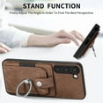 thumbnail image 6 of Compatible with Samsung Galaxy S21 FE Wallet Case with Card Holder, Premium PU Leather 360° Rotation Ring Holder Kickstand Shockproof Phone Case Cover for Samsung Galaxy S21 FE, Brown, 6 of 9