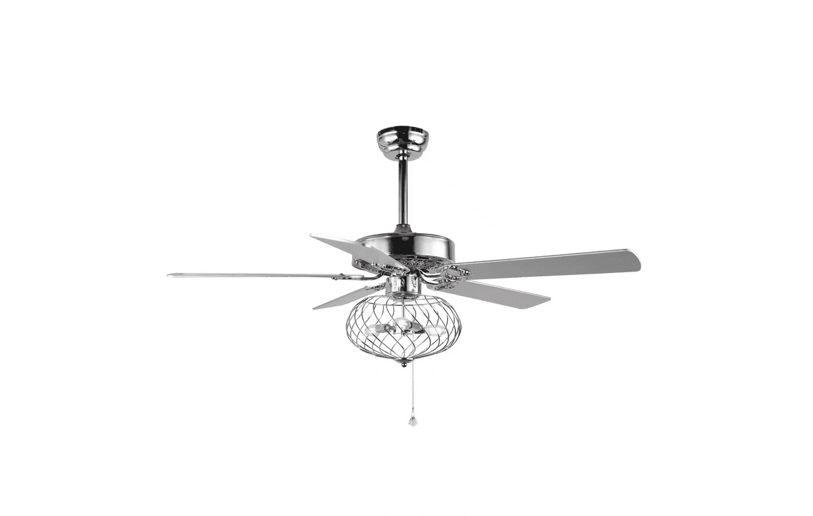 52 in. Chrome Cage Ceiling Fan with Light Kit and Remote Control