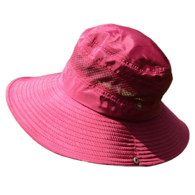 Men Sun Hat Solid Color Wide Brim Fasten String Sunscreen Adjustable String Beach Hat Summer Head Supply