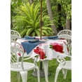 thumbnail image 2 of Outdoor Tablecloth with Umbrella Hole and Zipper, Red Roses Round Table Cloth 54 Inch Waterproof Tablecloth, Valentine's Day Floral Love White Country Picnic Table Cover for Patio Camping, 2 of 7