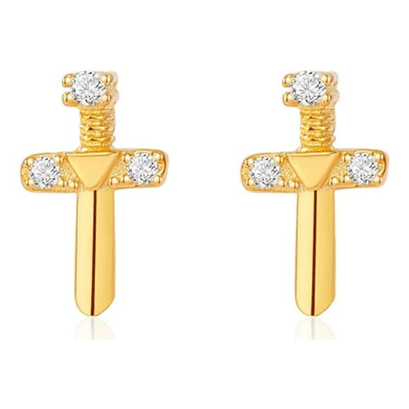CZ Tiny Cross Stud Earrings Sterling Silver Gold Plated Cartilage Tragus Earring Piercing for Women
