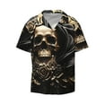 thumbnail image 4 of Salouo Gold Rose Skull Pattern Cuban Collar Shirts for Men Button-Down Shirt Men's Short Sleeve Shirts Hawaiian Shirts Casual Shirts -XX-Large, 4 of 6