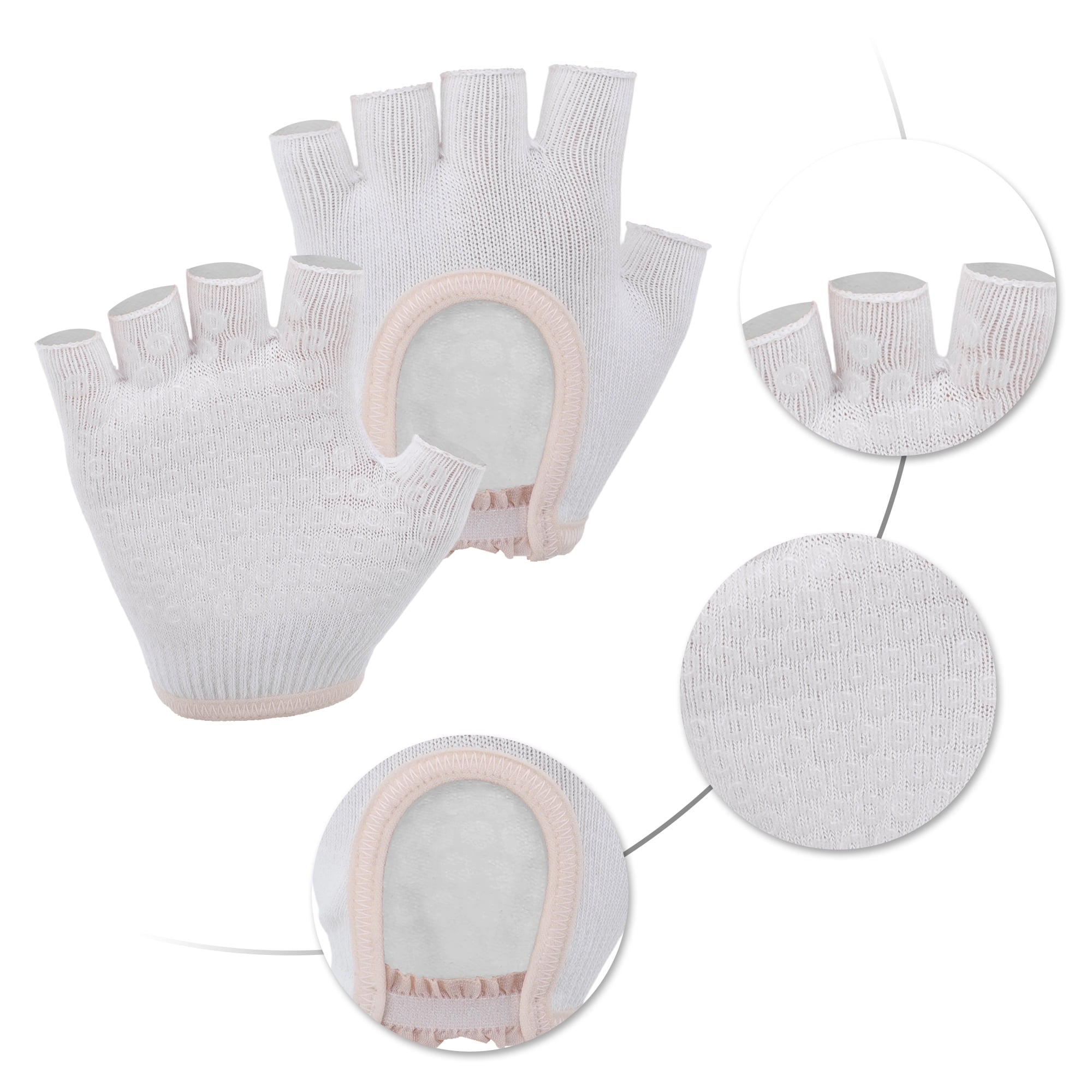 Unique Bargains Durable Fingerless Yoga Gloves One Size White