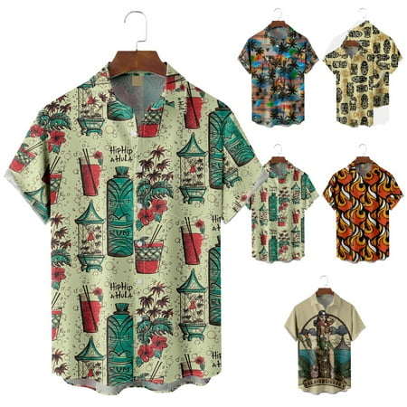 

Big Men s Aloha Button Down T-Shirts with Chest Pocket Relaxed-Fit Bowling Shirts for Boys 5-14 Years