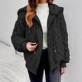 thumbnail image 2 of Comdrip Zip Up Hoodie Women, Winter Fleece Heating 2025 Jacket for Women Solid Color Sweater Casual Knit Knitwear Cable Knit Hoodie Black XL, 2 of 4