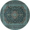 thumbnail image 1 of Ahgly Company Indoor Round Medallion Light Blue Traditional Area Rugs, 3' Round, 1 of 4