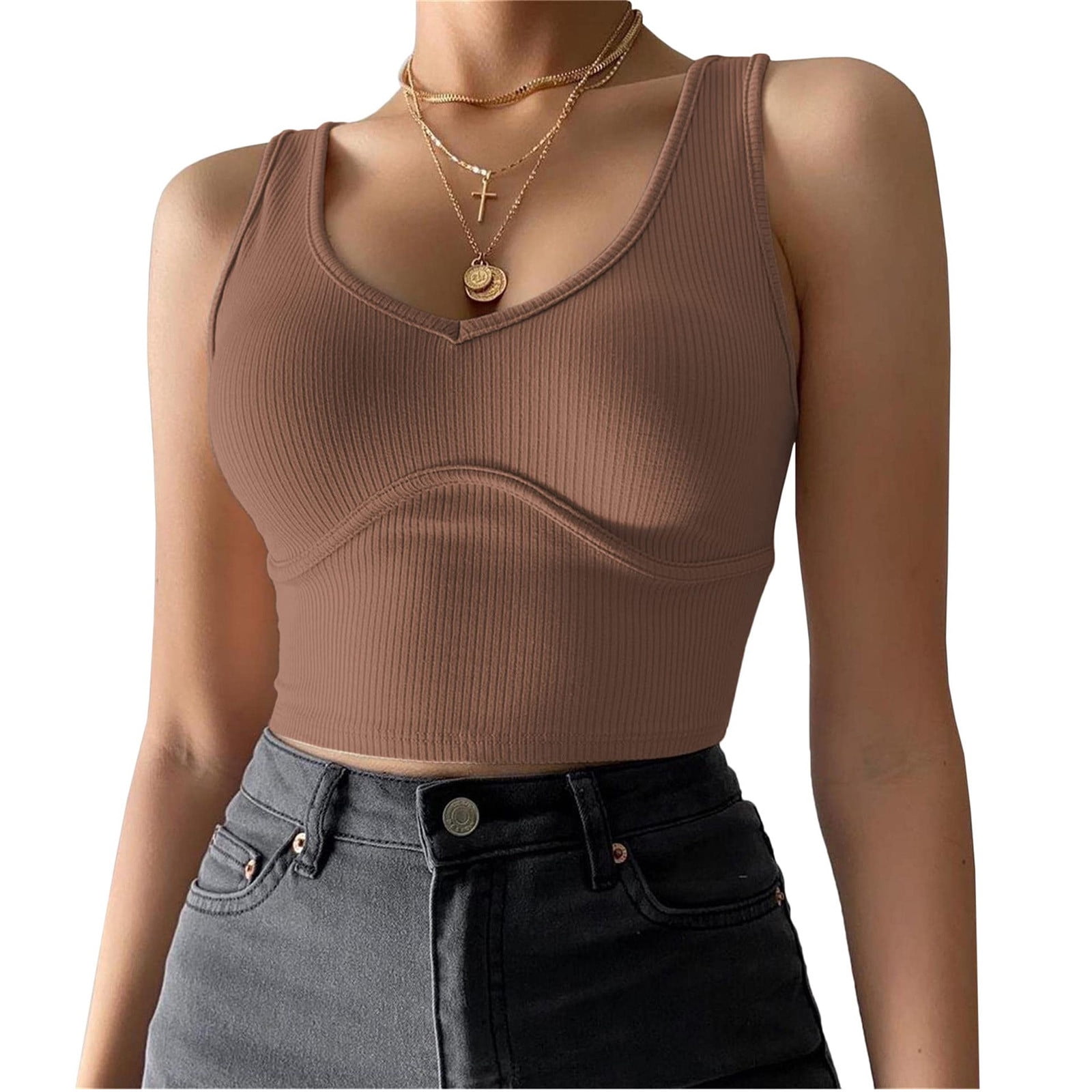 Mode Femmes Sans Manches Camis Vest Dames Coussin De Poitrine Mouvement