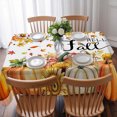 thumbnail image 3 of Hello Fall Table Cloth Waterproof Tablecloths, Orange Pumpkins Thanksgiving Maple Leaf Tablecloth Dining Table Cover for Kitchen Party Tabletop Outdoor, Rectangle Tablecloth 60x102 Inch, 3 of 9