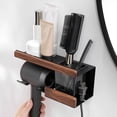 thumbnail image 4 of Wall Mount Walnut Wooden Hair Dryer Holder Stand Bathroom Stylish Hair Tool Rack Organizer Shelf Blow Dryer Holder Pylon, 4 of 8