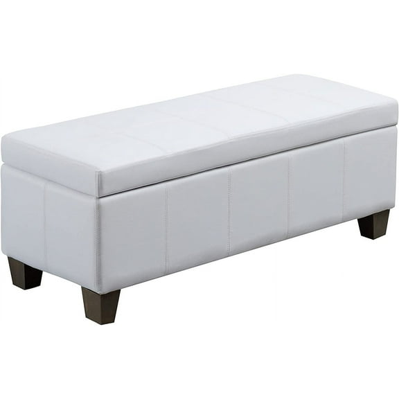 41" Storage Ottoman, Storage Bench with Safety Hinge, Upholstered Synthetic Leather Ottoman Bench for Bedroom, Living Room, Entryway, Hallway, Foot Rest, Support 500lbs