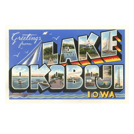 Greetings from Lake Okoboji, Iowa Print Wall Art