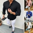thumbnail image 1 of Men V-Neck Long Sleeve T-shirt Muscle Slim Fit Tees Casual Shirts Tops, 1 of 5