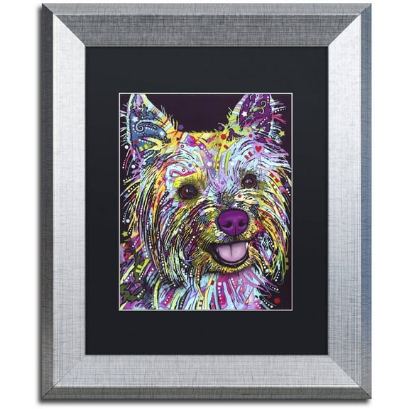 Trademark Fine Art "Yorkie II" Canvas Art by Dean Russo, Black Matte, Silver Frame