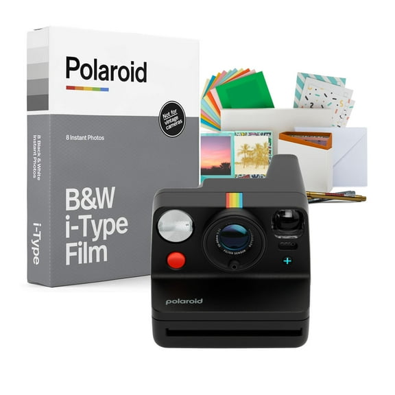 Polaroid Now Plus Generation 3 Instant Camera with Two-Lens Autofocus System and Manual Mode (Black) Bundle with Film Kit and B and W Film for i-Type Cameras (3 Items)