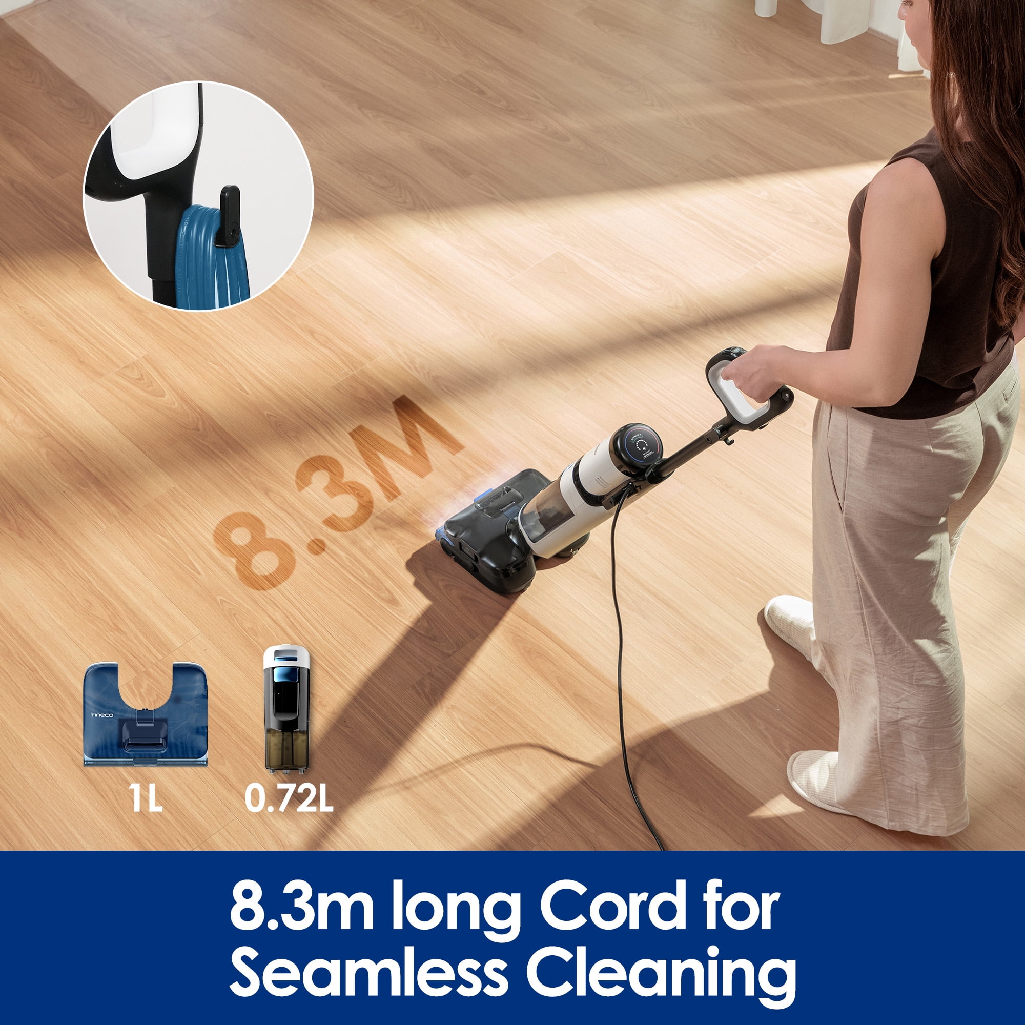 Tineco FLOOR ONE S6 Stretch Steam Corded Wet Dry Vacuum Mop, 3-in