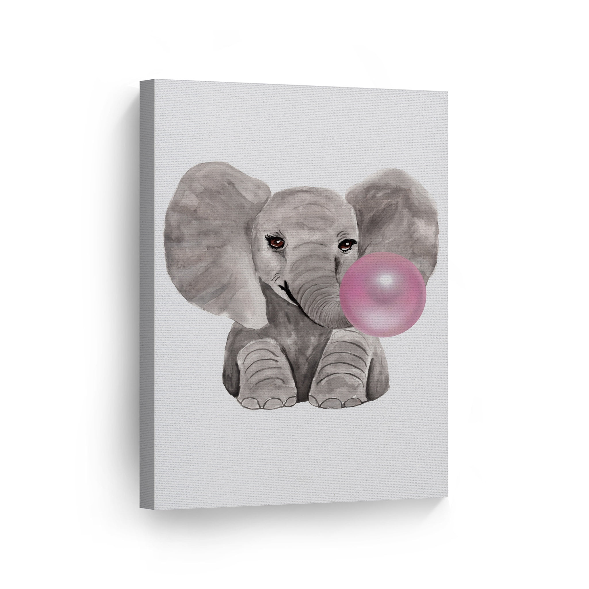 Smile Art Design Cute Baby Elephant Animal Bubble Gum Art Pink CANVAS